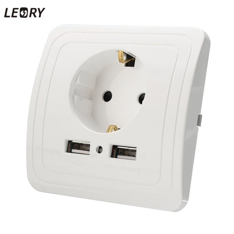 Best Dual USB Port 2A Wall Charger Adapter EU Plug Socket Power Outlet Panel