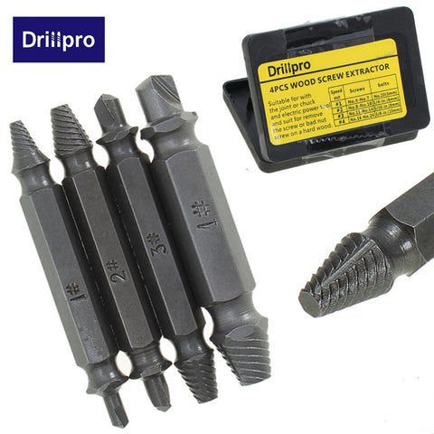 4PCS/Set Double Side Damaged Screw Extractor Drill Bits Out Remover Bolt Stud Tool Wholesale Price