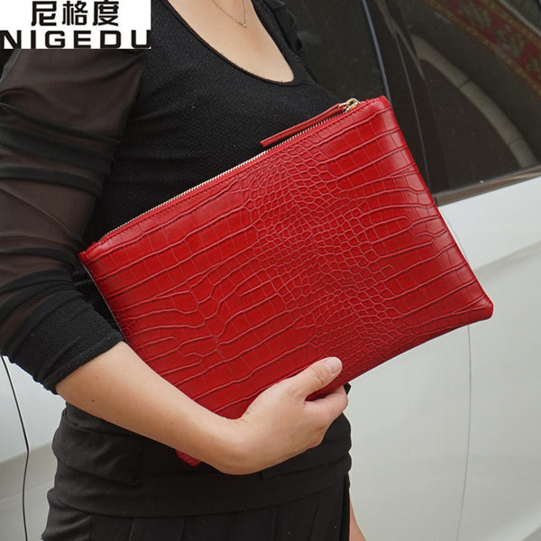 Fashion crocodile women's clutch bag pu leather women envelope evening bag 2017 new female Clutches Handbag bolsa feminina purse