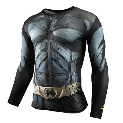 Men Crossfit Long Sleeve Compression Shirt 3D Anime Superhero Superman Captain America T Shirt Tights Fitness Men Tops & Tees