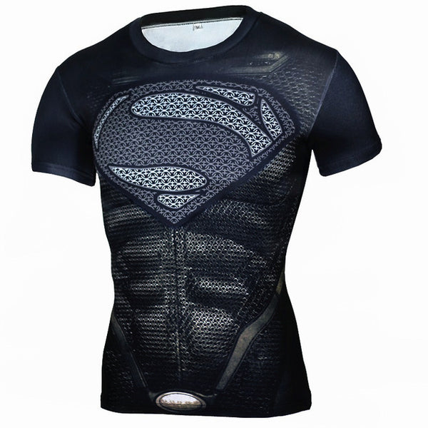 Men Crossfit Long Sleeve Compression Shirt 3D Anime Superhero Superman Captain America T Shirt Tights Fitness Men Tops & Tees