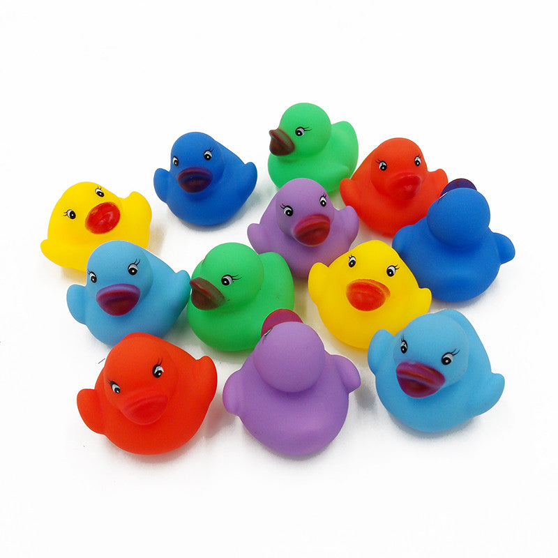 12Pcs Animals Colorful Soft Rubber Float Squeeze Sound Squeaky Bath Toys Classic Rubber Duck Plastic Bathroom Swimming Toys Gift