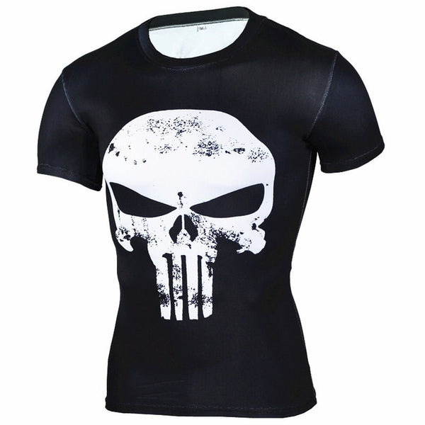 New Fitness Compression Shirt Men Anime Superhero Punisher Skull Captain Americ 3D T Shirt Bodybuilding Crossfit tshirt