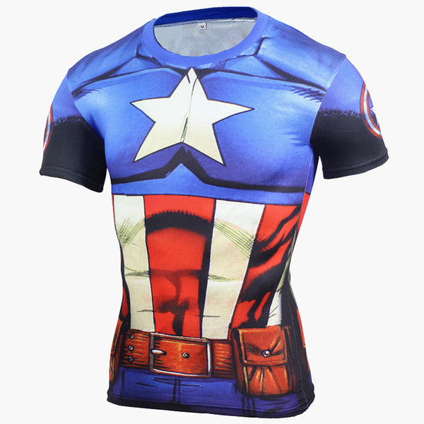 New Fitness Compression Shirt Men Anime Superhero Punisher Skull Captain Americ 3D T Shirt Bodybuilding Crossfit tshirt
