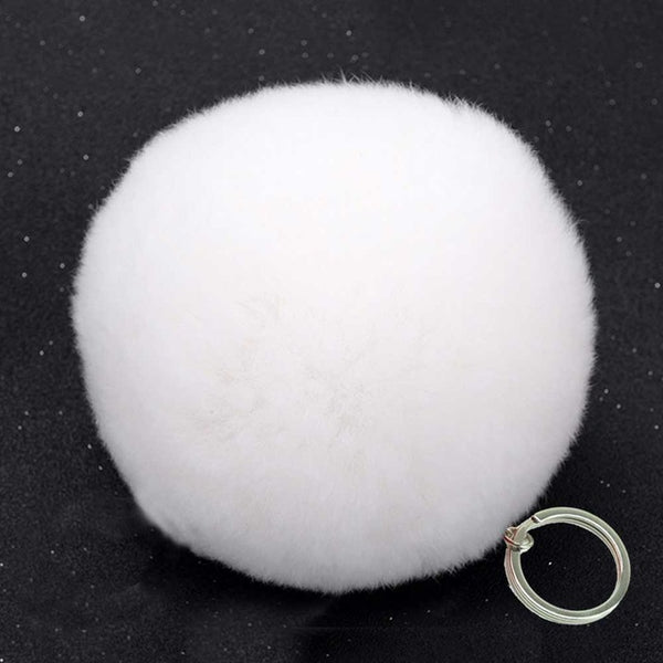 Zoeber New Artificial Rabbit Fur Ball Keychain Cute Pompom Key Ring Lovely Fluffy Fur Rabbit Ear Pendant Keychain Rings women