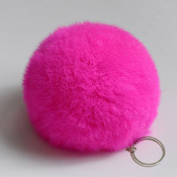 Zoeber New Artificial Rabbit Fur Ball Keychain Cute Pompom Key Ring Lovely Fluffy Fur Rabbit Ear Pendant Keychain Rings women