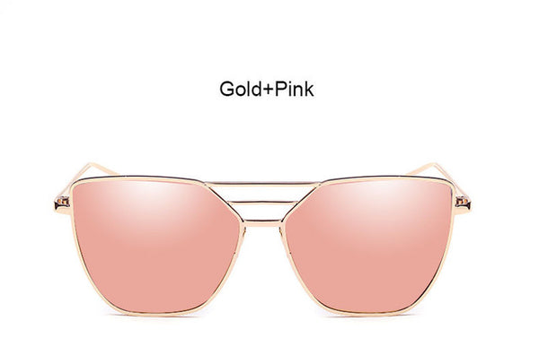 Flat Top Rose Gold Men Women Mirror Sunglasses Fashion Brand Designer Cool Sun Glasses wholesale Female 2017 New YB59