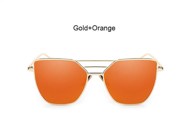 Flat Top Rose Gold Men Women Mirror Sunglasses Fashion Brand Designer Cool Sun Glasses wholesale Female 2017 New YB59