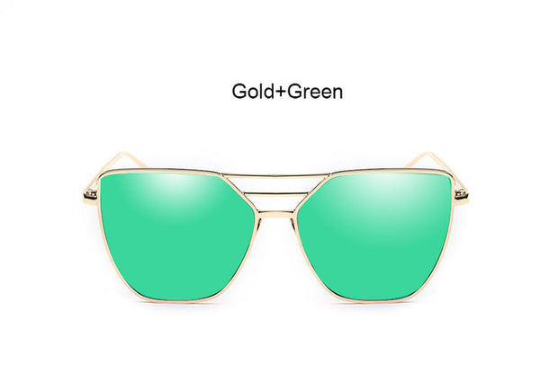 Flat Top Rose Gold Men Women Mirror Sunglasses Fashion Brand Designer Cool Sun Glasses wholesale Female 2017 New YB59