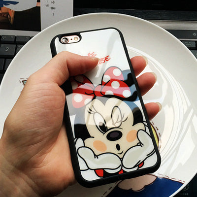 Cartoon Mickey Minnie Mouse Sweetheart Silicone Mirror Case For iphone 7 Plus 5 5s SE Cases Back Cover For iphone 6 6s 7 Plus