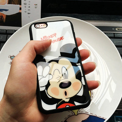 Cartoon Mickey Minnie Mouse Sweetheart Silicone Mirror Case For iphone 7 Plus 5 5s SE Cases Back Cover For iphone 6 6s 7 Plus