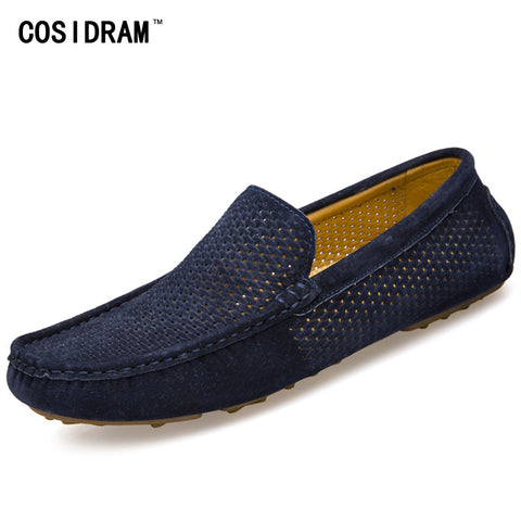 COSIDRAM 2017 Summer Loafers Men Shoes Casual Genuine Leather Flats Shoes Soft Male Moccasins Breathable Gommino Driving RMC-216