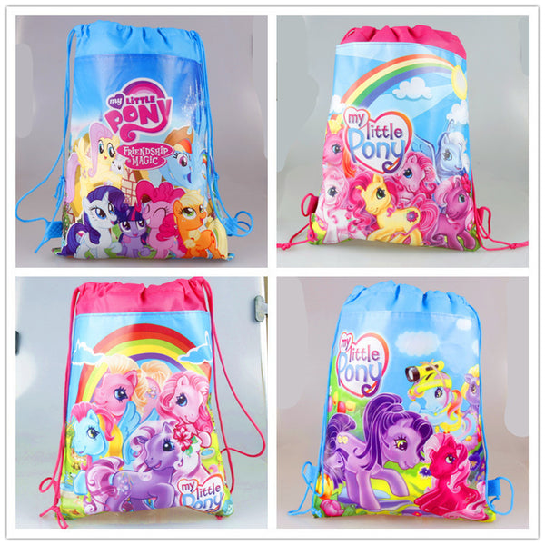 2016 Cartoon pattern poly backpack  school non-woven string shoe shopping bag for boys and girls kids birthday gifts all match