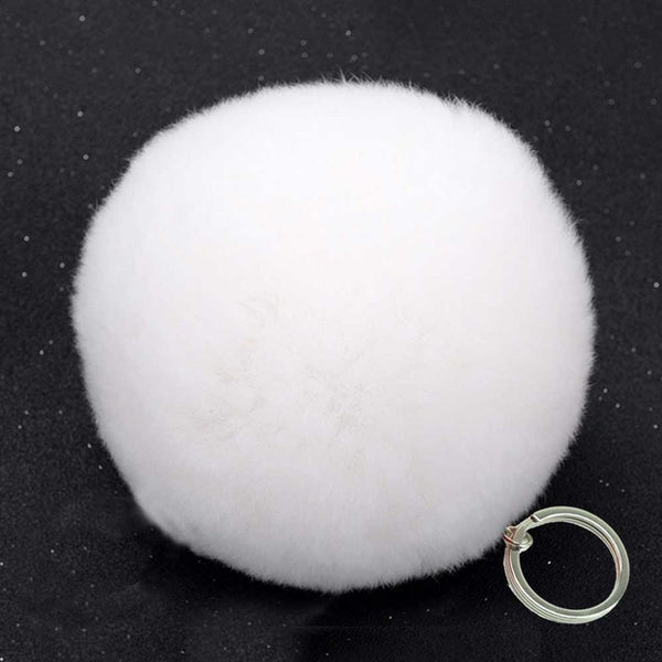 Zoeber Lovely Fluffy Rabbit Ear Fur Anime Ball Key Chain Rings Pendant Cute Pompom Artificial Rabbit Fur Keychain Women Car Bag