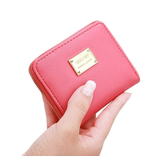 2017 Lady Short Coin pouch Women wallet New Kawaii Girl Small Change purse Coin bag Embossed 3 Folds Pu leather coin purses D38M