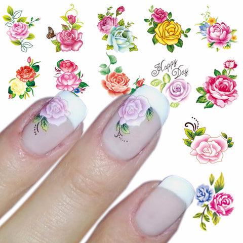 ZKO 1 Sheet Optional Water Decal Nail Art Water Transfer Gothic Blooming Flower Sticker Stamping For Nails Art Stamp