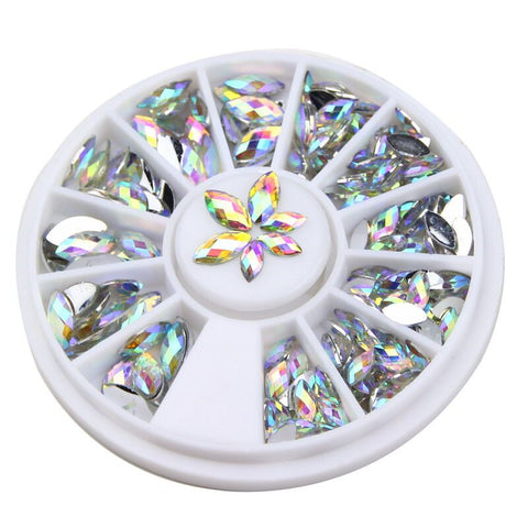 New Arrival Colorful Nail Glitter Horse Eyes Design Crystal Stone Nail Wheel Women Make Up Decoration Nail Art Slices DIY WY161