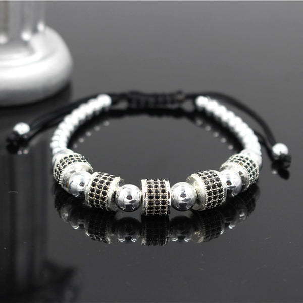 Hot Sale Gold-Color Full Crystal Charm Anil Arjandas Fashion Bracelet Pave Setting Czech Bead Weave Men Macrame Bracelet