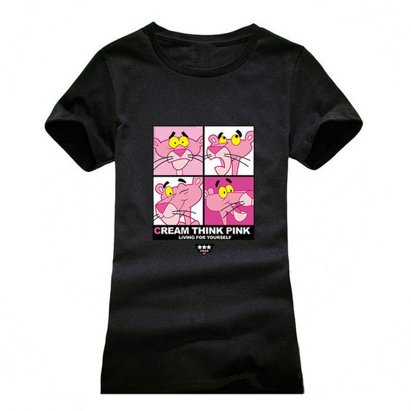 T shirt women Fashion summer pink  print short sleeve t-shirts comfortable brand cotton women tee tops