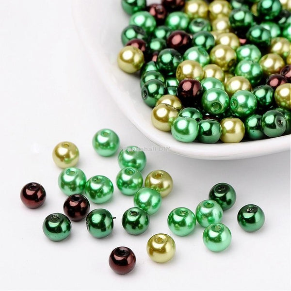 4mm 6mm 8mm Mixed Color Pearlized Glass Pearl Beads for Jewelry Making Hole: 1mm