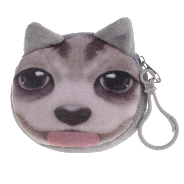 1Pc Kids Cute Cat Dog Face Zipper Case Coin Womens Purse Wallet Makeup Bag Pouch New