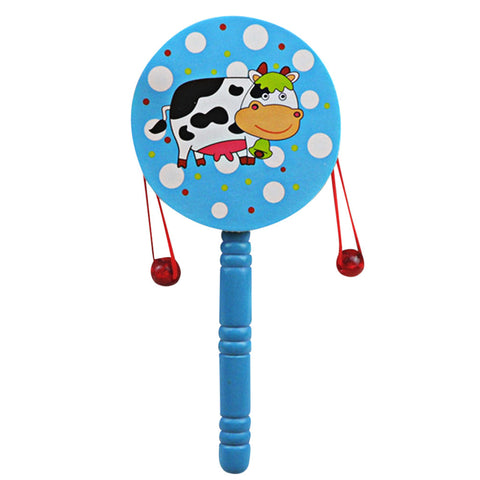 Cute Pattern Rattle Drum Toy Mini Baby Kids Hand Drum Sound Toy Shaking Rattle Toy Nice Gift Random Color