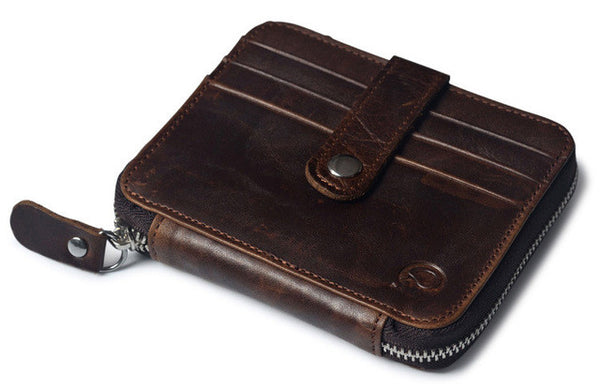 Thin Billfold Vintage Wallet Men Money Clips Genuine Leather Clamp for Money Holder Credit Card Case Cash Clip 12 Card Pocket