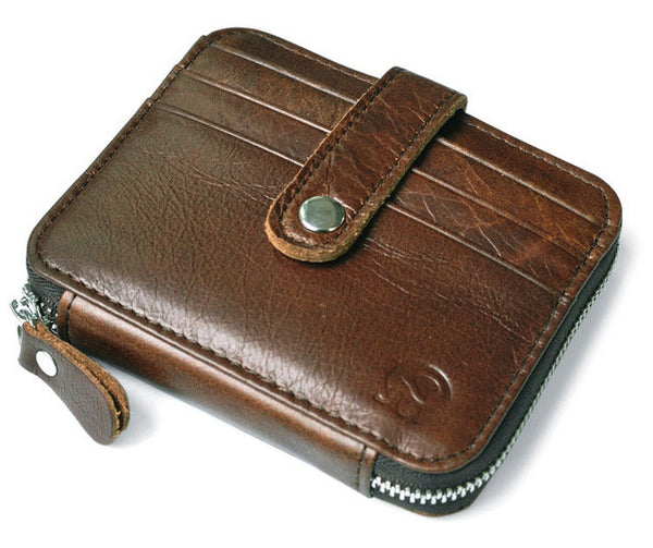 Thin Billfold Vintage Wallet Men Money Clips Genuine Leather Clamp for Money Holder Credit Card Case Cash Clip 12 Card Pocket