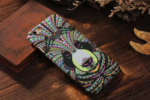 Luminous Aztec Animal Case for iPhone 6 6S Plus Cover Embossed Rabbit Lion Elephant Fundas Case For iPhone 7 Plus 5 5S SE Capa