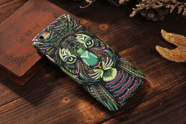 Luminous Aztec Animal Case for iPhone 6 6S Plus Cover Embossed Rabbit Lion Elephant Fundas Case For iPhone 7 Plus 5 5S SE Capa