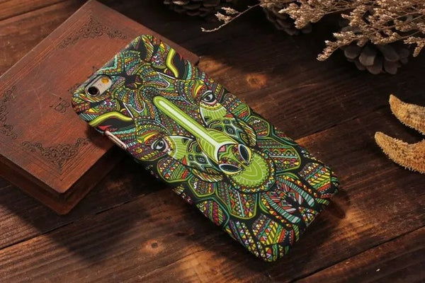 Luminous Aztec Animal Case for iPhone 6 6S Plus Cover Embossed Rabbit Lion Elephant Fundas Case For iPhone 7 Plus 5 5S SE Capa