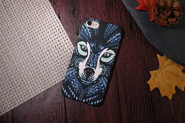 Luminous Aztec Animal Case for iPhone 6 6S Plus Cover Embossed Rabbit Lion Elephant Fundas Case For iPhone 7 Plus 5 5S SE Capa