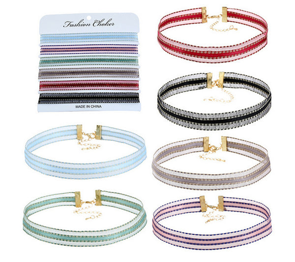 NAIZHU Lace Velvet White Choker Necklace For Women Harajuku Ribbons Collar Necklaces Jewerly 6PC/SET