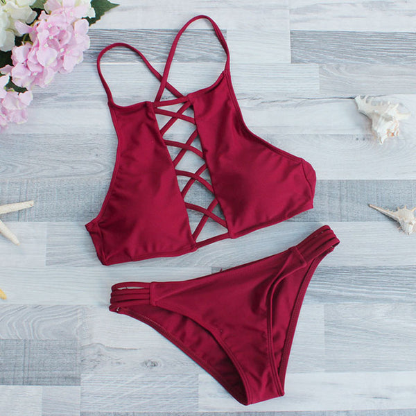 Hot Sexy Hollow Bandage Bikini Set Swimwear Women Sexy Beach Wear Swimsuit Bathing Suit Brazilian Bikini Set maillot Feminino