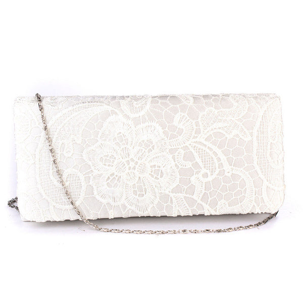 AEQUEEN Bridal Wedding Satin Evening Bags Lace Floral Day Pouch Clutches Women Messenger Shoulder Bag Purse Party Women Handbags