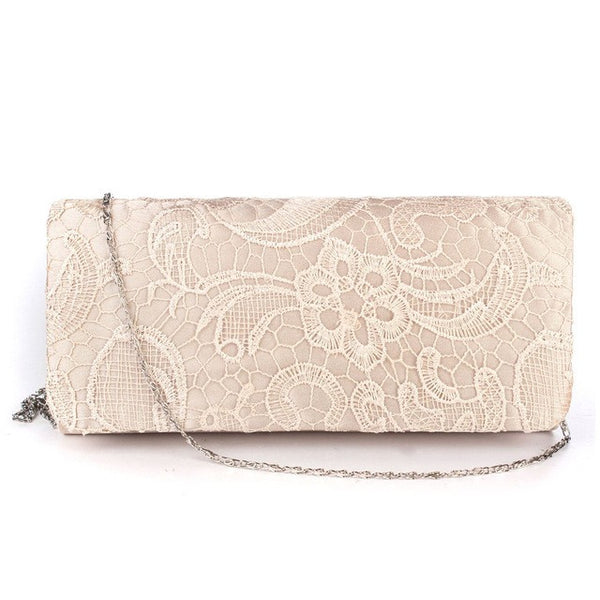 AEQUEEN Bridal Wedding Satin Evening Bags Lace Floral Day Pouch Clutches Women Messenger Shoulder Bag Purse Party Women Handbags
