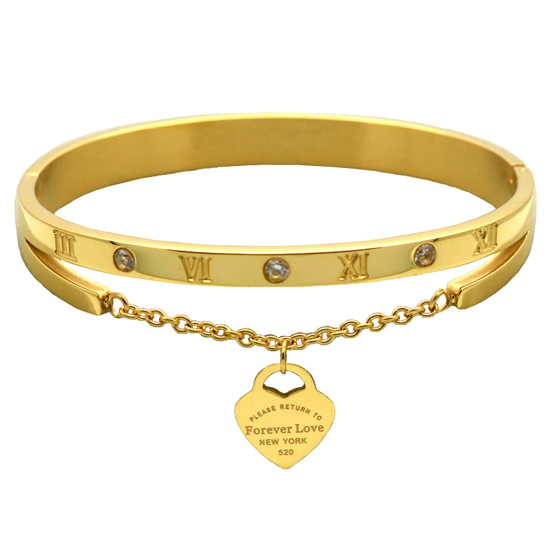 Luxury Famous Brand Jewelry Pulseira Rose Gold Stainless Steel Bracelets & Bangles Female Heart Forever Love Bracelet For Women