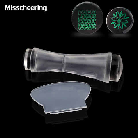 New 2.4cm/2.8cm Double Heads Clear Jelly Nail Stamper Scraper Set Silicone Polish Printing Nail Art Stamp Stamping Tools