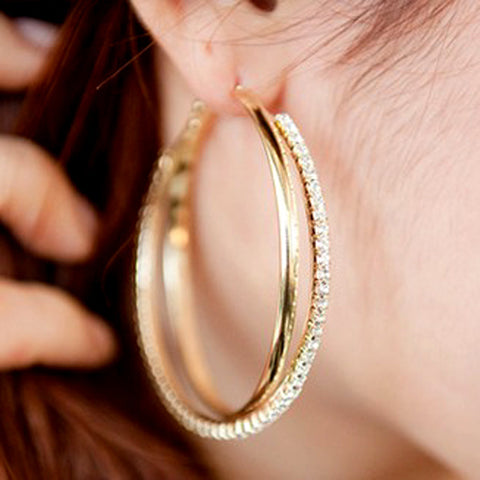 New big hoop earring for women SALE Fashion Big Round Hoop Earrings Simple Pierced Silver/Gold 2 Colors For Evening Party #E008