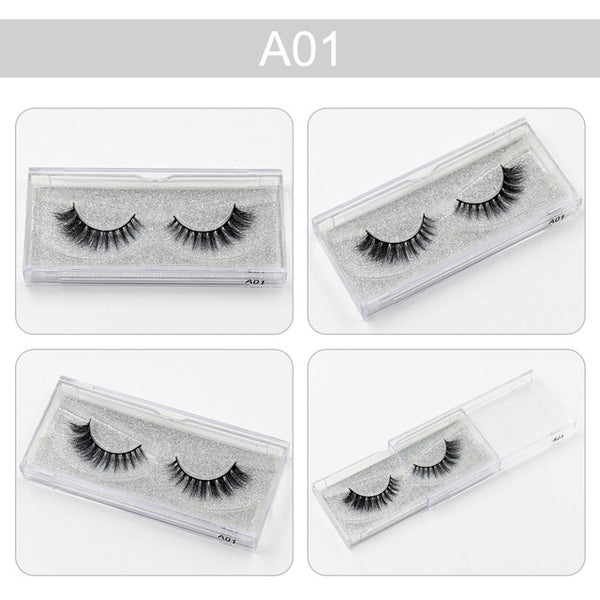 3D Mink Eyelashes Natural Extension Long Cross Thick Mink Lashes Handmade Eye Lashes A01-A19 (blank box available)