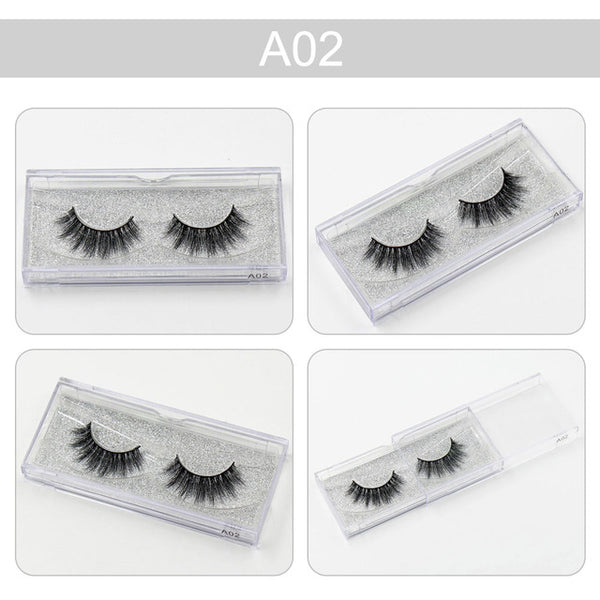 3D Mink Eyelashes Natural Extension Long Cross Thick Mink Lashes Handmade Eye Lashes A01-A19 (blank box available)