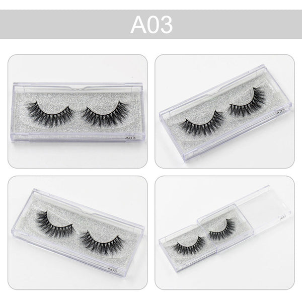 3D Mink Eyelashes Natural Extension Long Cross Thick Mink Lashes Handmade Eye Lashes A01-A19 (blank box available)