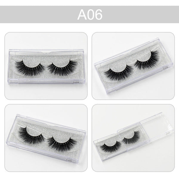 3D Mink Eyelashes Natural Extension Long Cross Thick Mink Lashes Handmade Eye Lashes A01-A19 (blank box available)