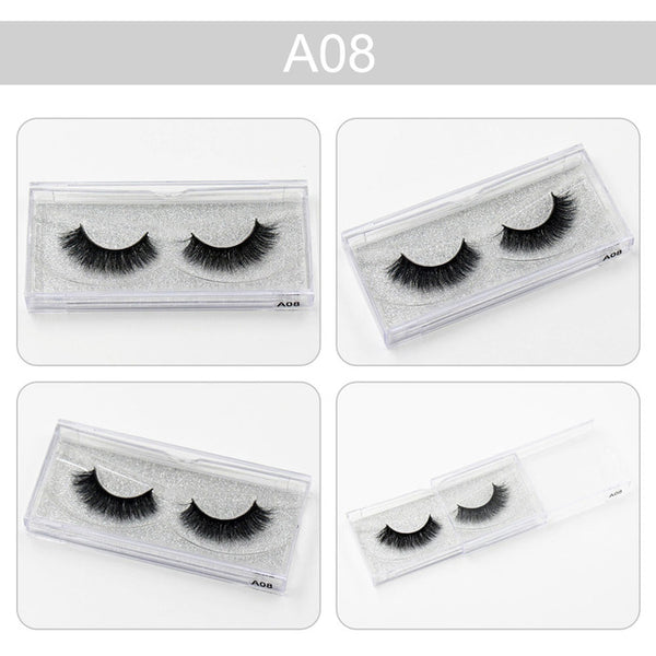 3D Mink Eyelashes Natural Extension Long Cross Thick Mink Lashes Handmade Eye Lashes A01-A19 (blank box available)