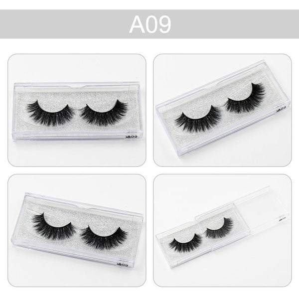 3D Mink Eyelashes Natural Extension Long Cross Thick Mink Lashes Handmade Eye Lashes A01-A19 (blank box available)