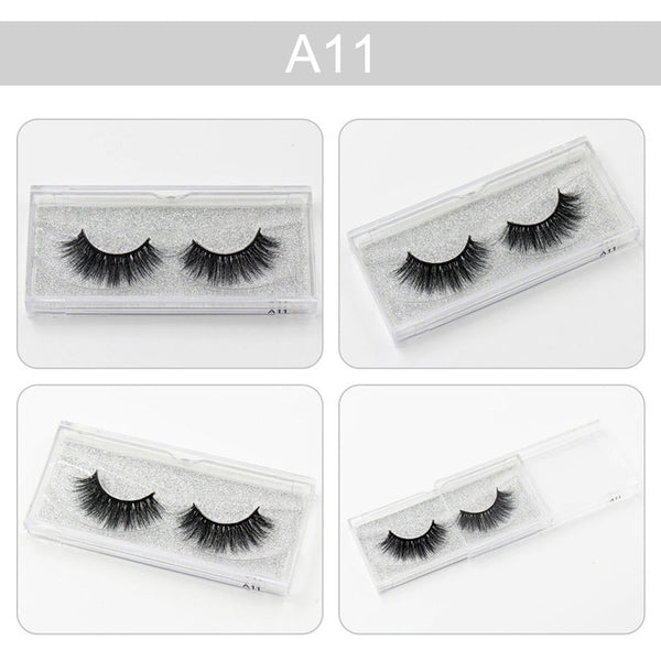 3D Mink Eyelashes Natural Extension Long Cross Thick Mink Lashes Handmade Eye Lashes A01-A19 (blank box available)