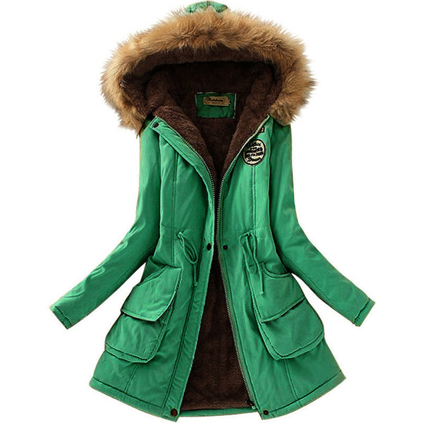 Parkas Women Coats Fashion Autumn Warm Winter Jackets Women Fur Collar Long Parka Plus Size Hoodies Casual Cotton Outwear Hot