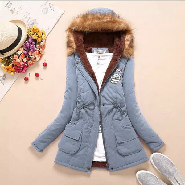 Parkas Women Coats Fashion Autumn Warm Winter Jackets Women Fur Collar Long Parka Plus Size Hoodies Casual Cotton Outwear Hot