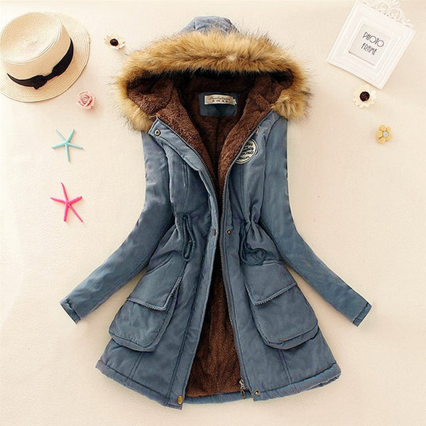 Parkas Women Coats Fashion Autumn Warm Winter Jackets Women Fur Collar Long Parka Plus Size Hoodies Casual Cotton Outwear Hot