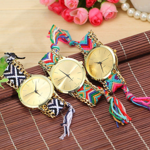 Fashion Handmade Braided Friendship Bracelet Watch Rope Watch Casual Women Quartz Watches Relogio Feminino